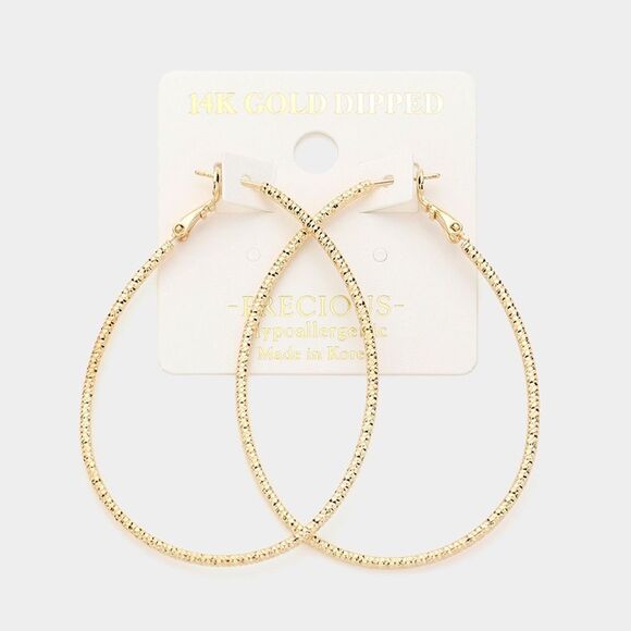NWT Precious 14K gold dipped teardrop hoops - Picture 2 of 5
